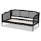 Baxton Studio Hancock Mid-Century Charcoal Finished Wood and Synthetic Rattan Twin Size Daybed 195-11518-ZORO - alternate 5